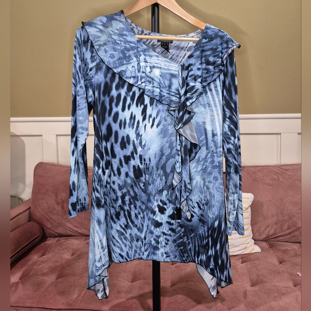 Stylish Blue Animal Print Women's Blouse